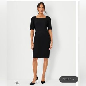 The Elbow Sleeve Square Neck Dress in Seasonless Stretch Ann Taylor
